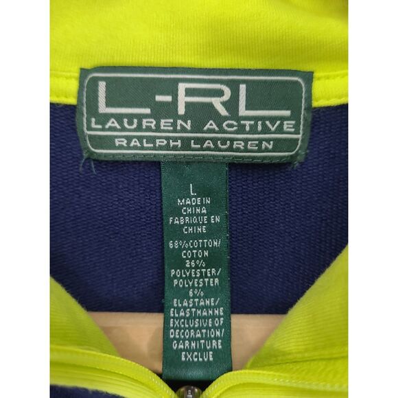 Lauren Ralph Lauren‎ Neon Green/Navy Active Full Zip Jacket Women Sz L - Picture 3 of 10